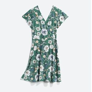 Kaileigh Green Faux Wrap Dress